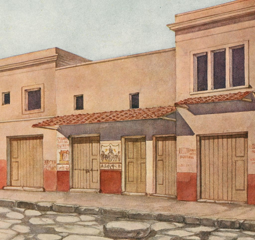 Painting of what the front of the shop of Verecundus may have looked like
